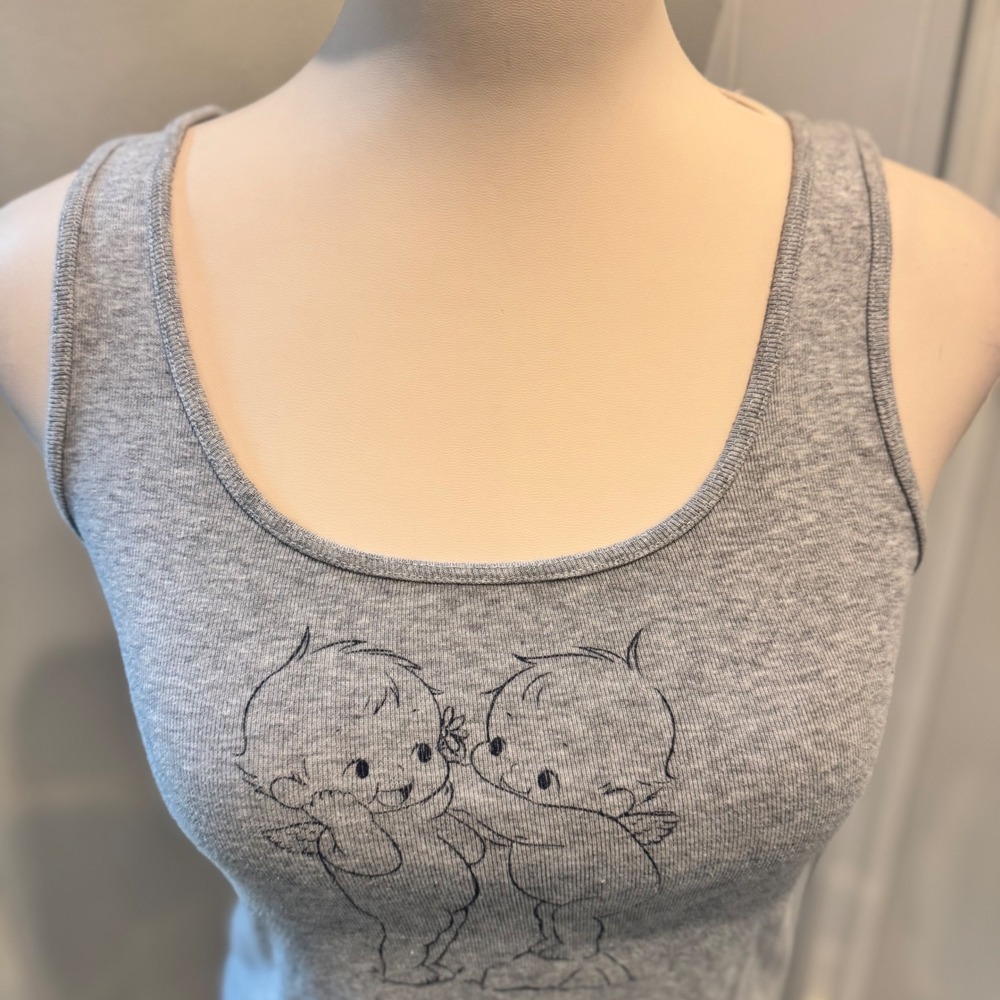 Brandy Melville-John Galt Gray Tank Top Cherub Graphic Cute | Size OS - Picture 2 of 6